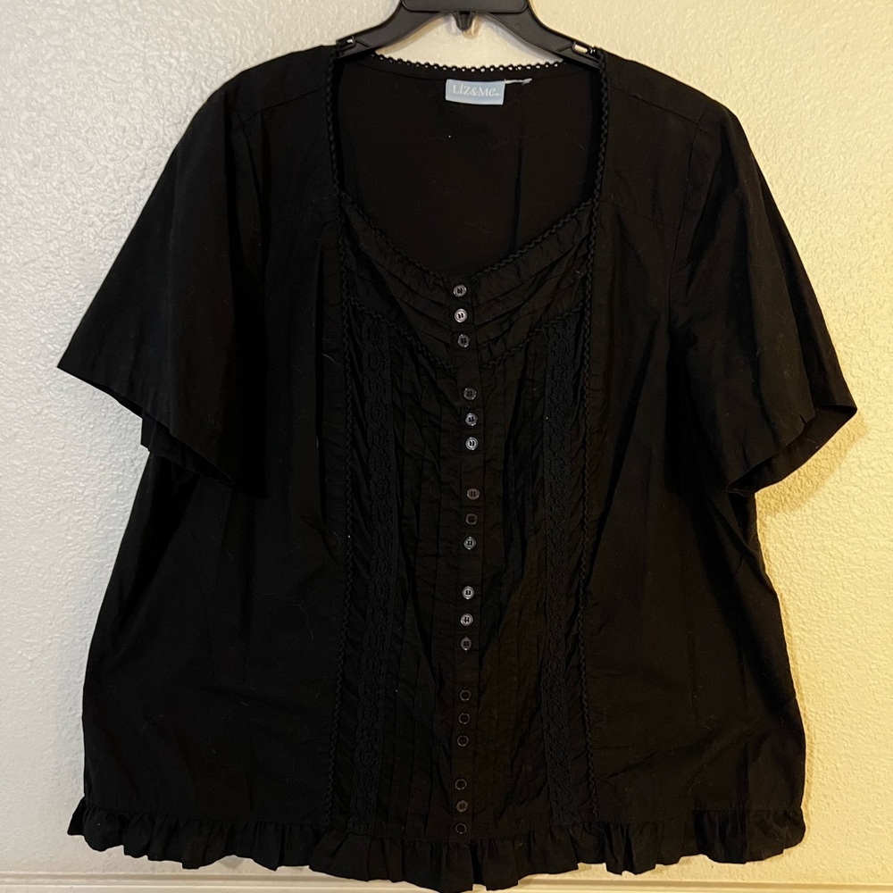 Cute Ruffled Cotton Blouse Sz 2XL